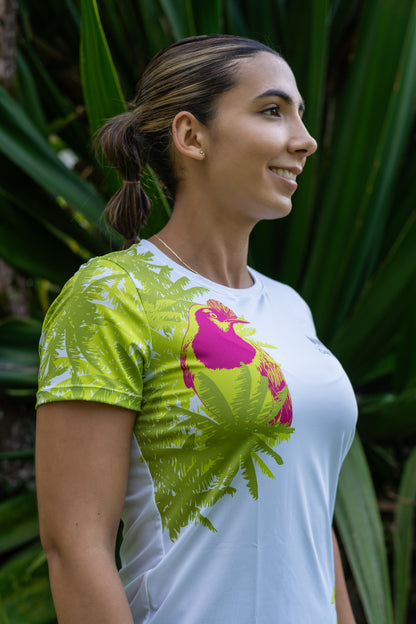 CAMISETA MUJER BLANCO VERDE 2025